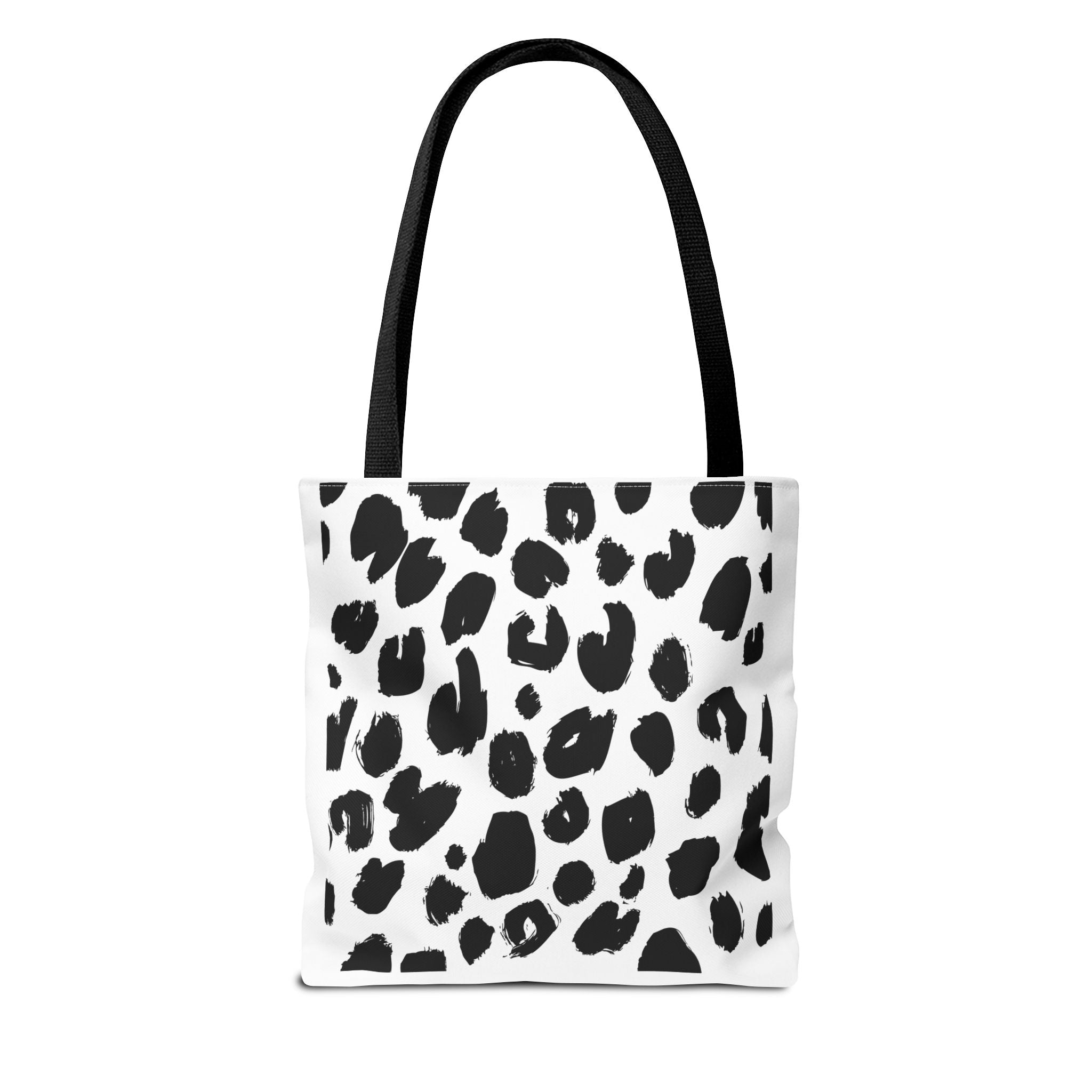 Leopard Spot Black & White Tote Bag — Chic Animal Print All-Over Tote