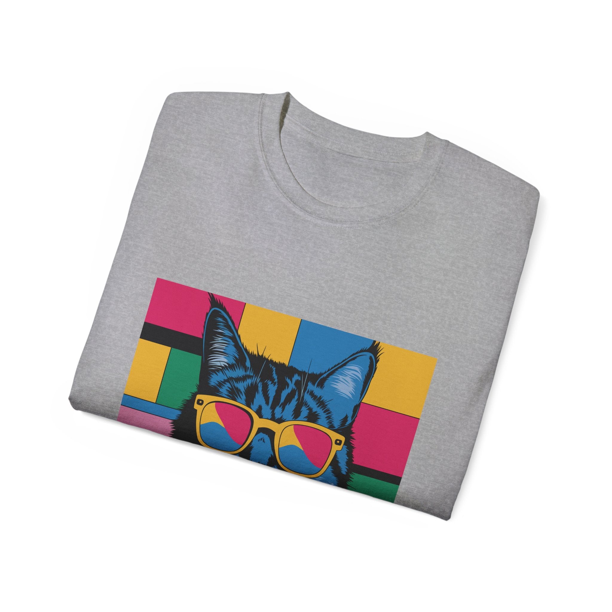 Retro Pop Art Cat T-Shirt — Cool Cat with Sunglasses Graphic Tee