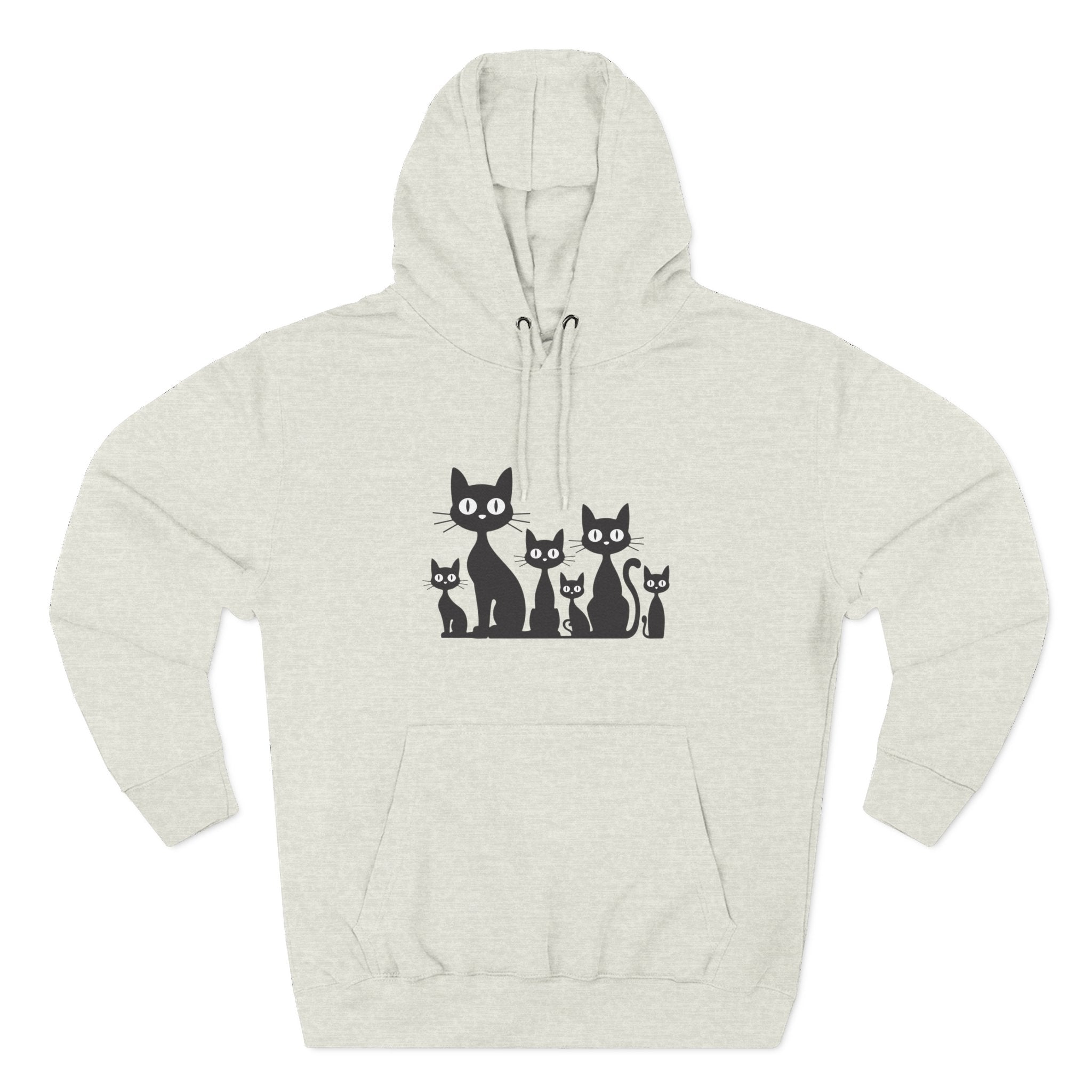 Cat Family Fleece Hoodie — Cute Black Cat Graphic Pullover