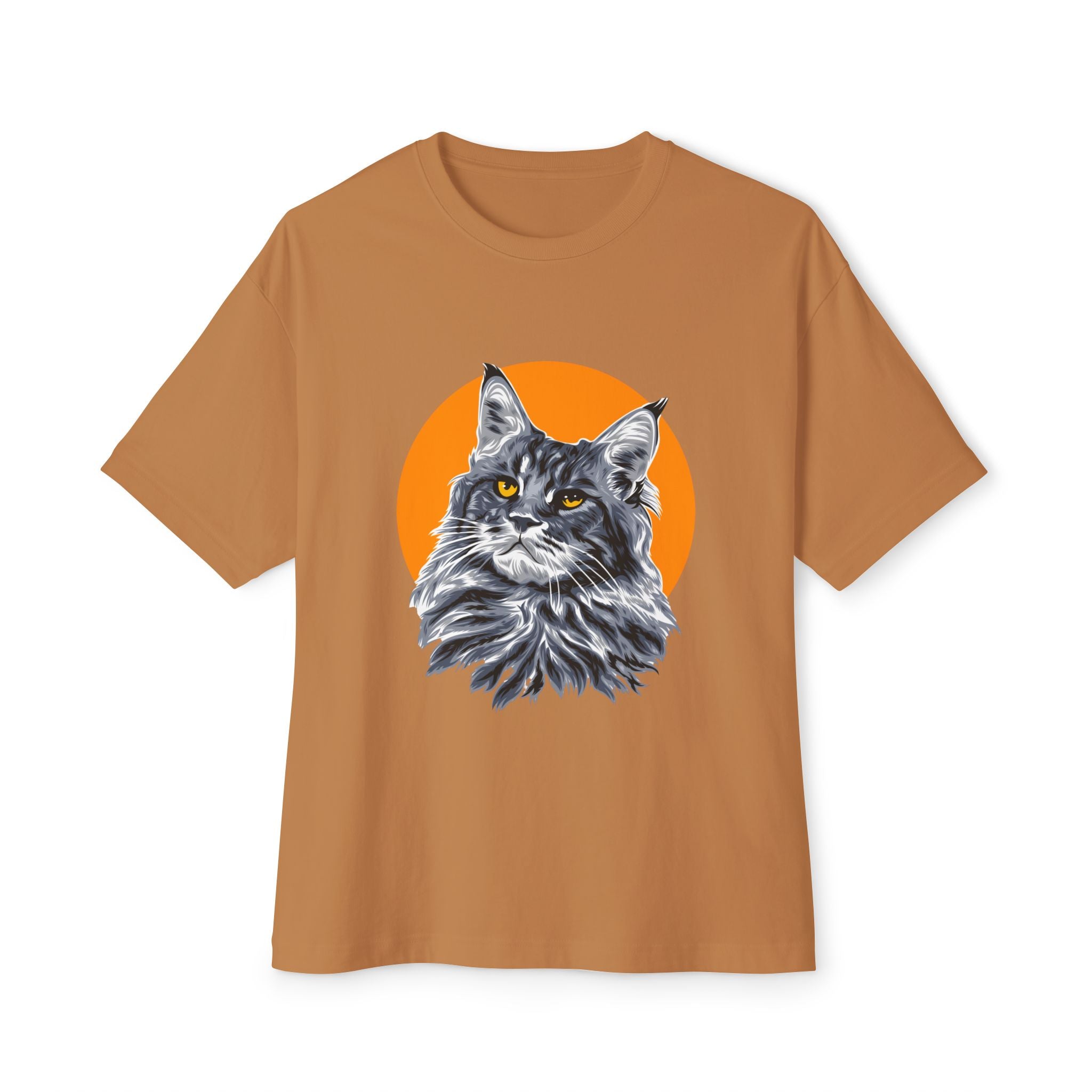 Maine Coon Portrait Tee — Oversized Boxy Cat T‑Shirt