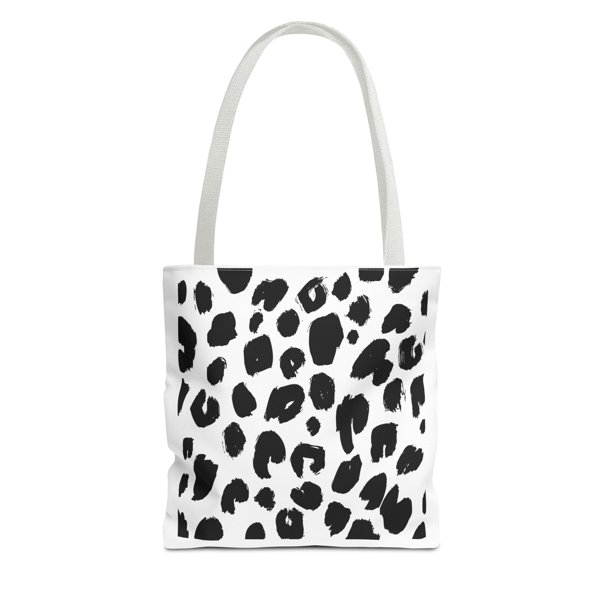 Leopard Spot Black & White Tote Bag — Chic Animal Print All-Over Tote