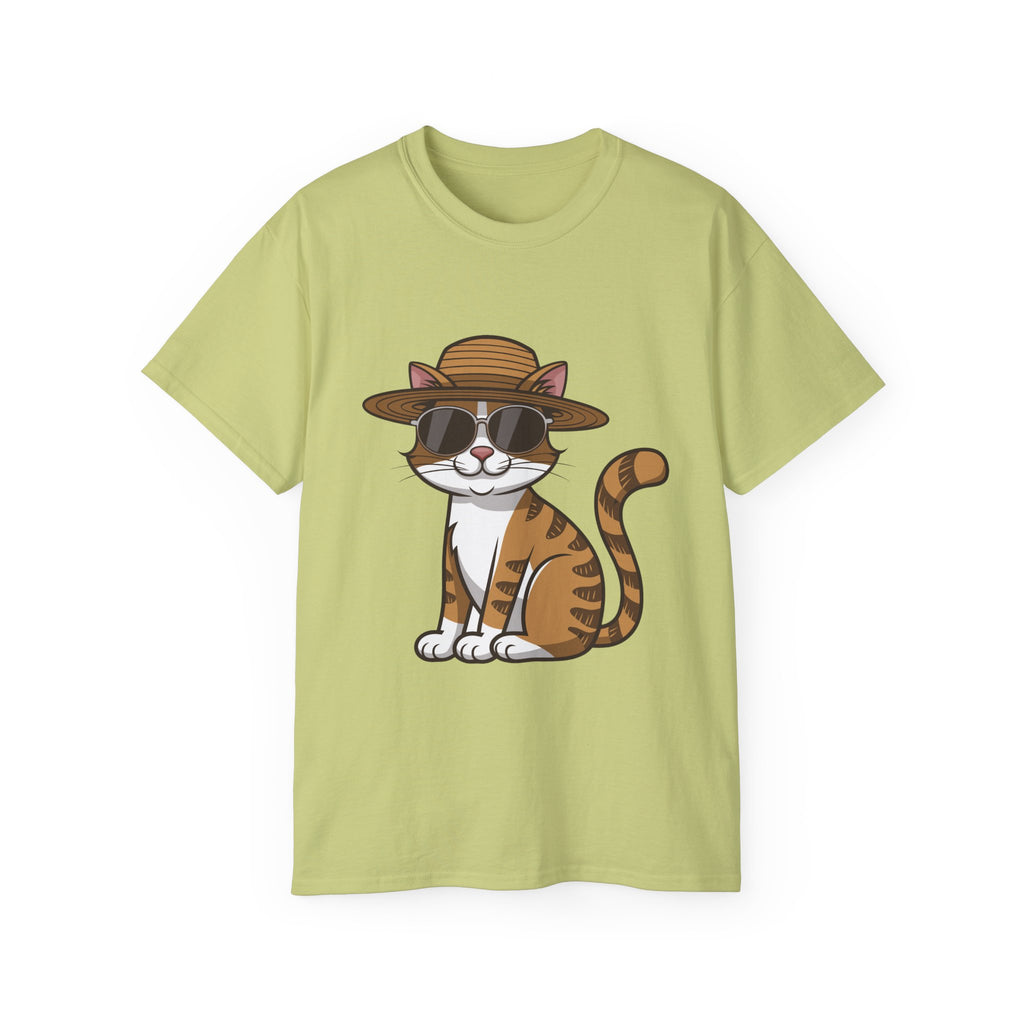 Cool Cat Tee — Sunglasses & Straw Hat Cat Graphic T-Shirt