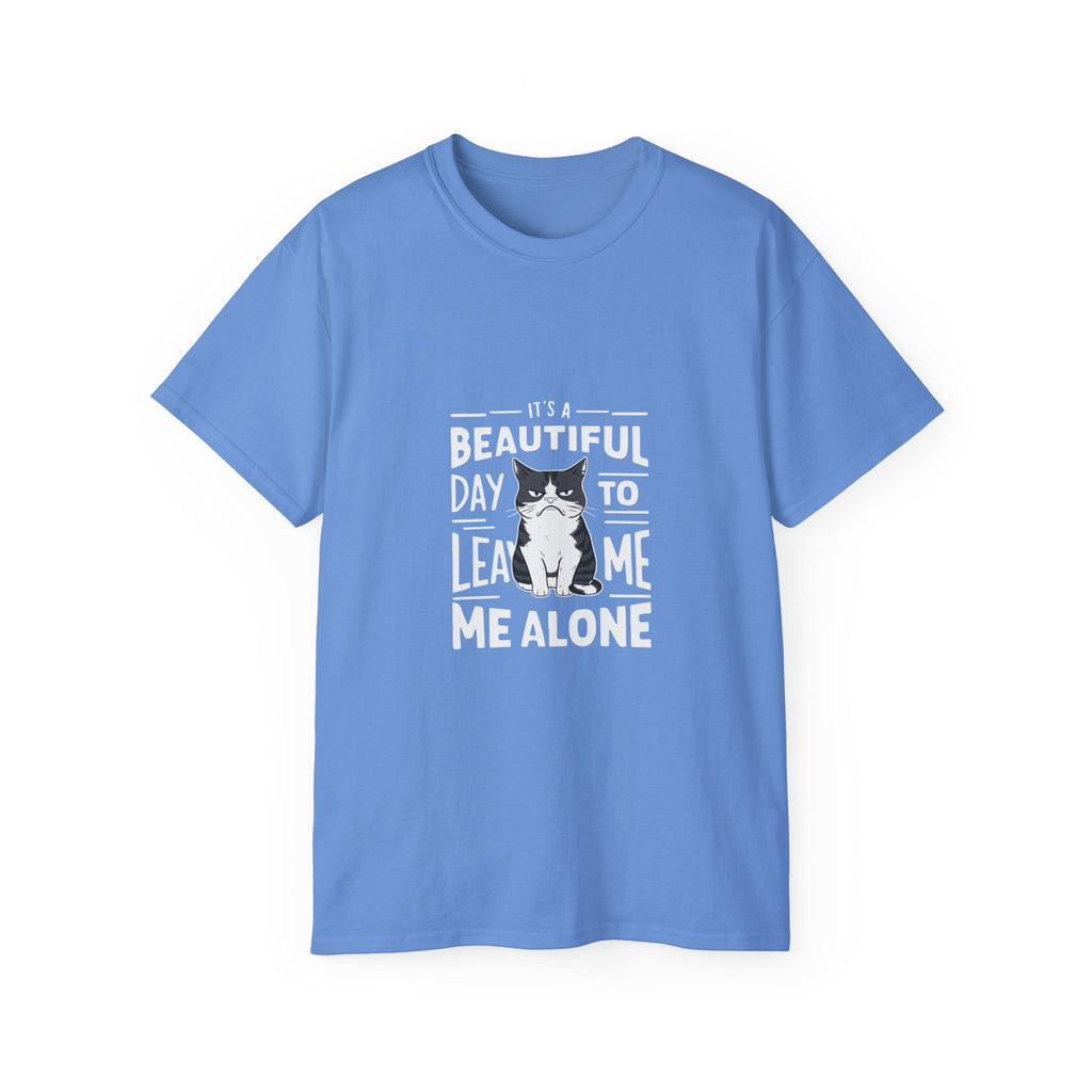 Funny Cat T-Shirt — "It's a Beautiful Day to Leave Me Alone" Graphic Tee