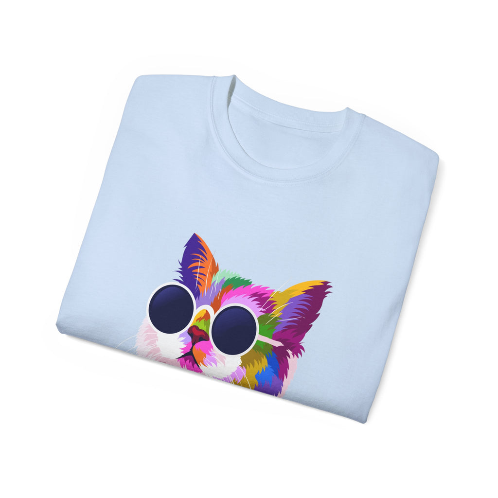 Colorful Cat Sunglasses T‑Shirt — Vibrant Retro Kitty Tee