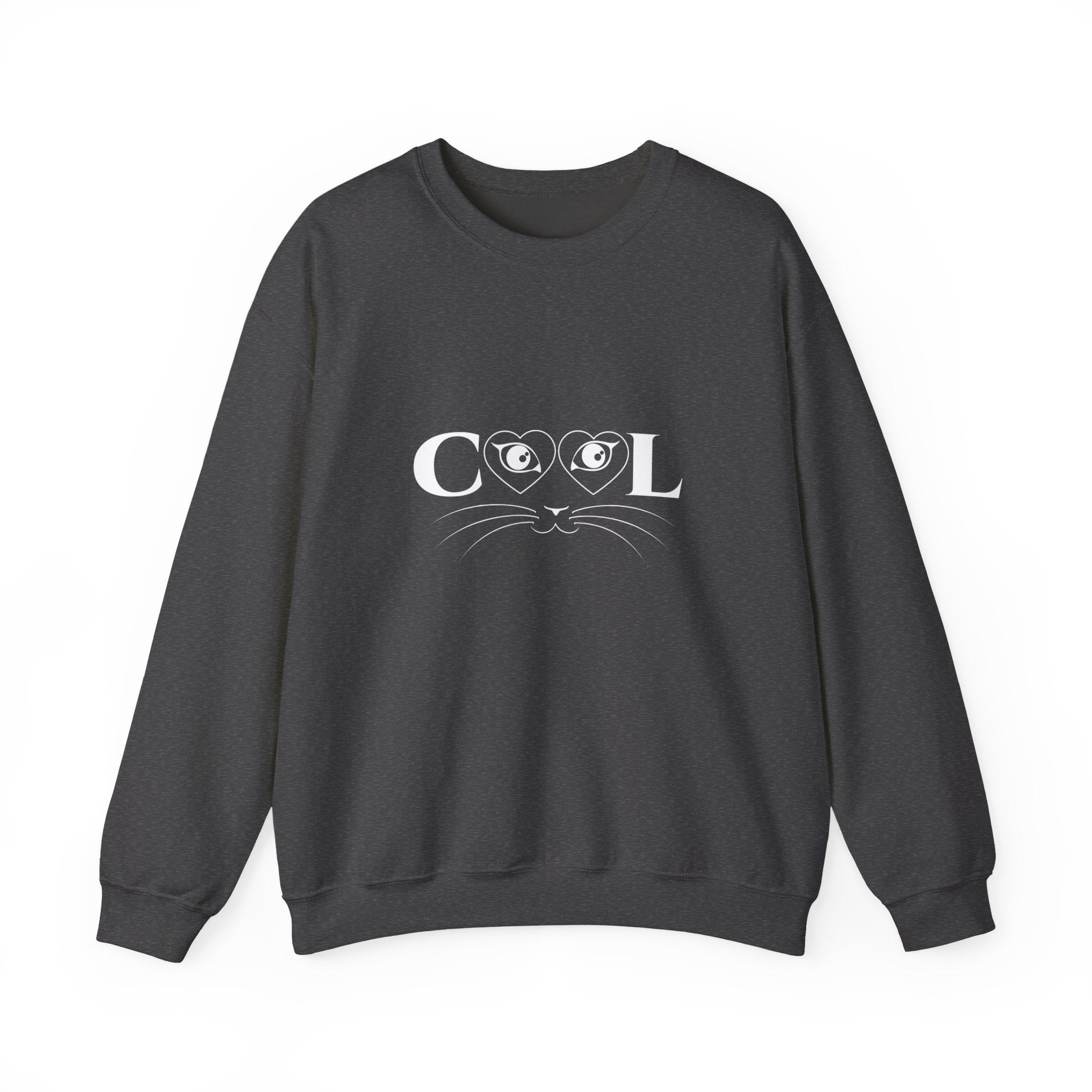 Cool Cat Crewneck Sweatshirt — Cute Cat Face 'COOL' Graphic