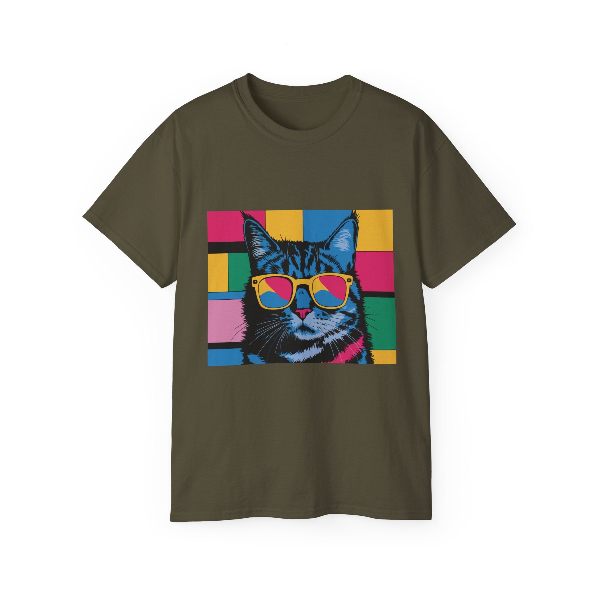 Retro Pop Art Cat T-Shirt — Cool Cat with Sunglasses Graphic Tee