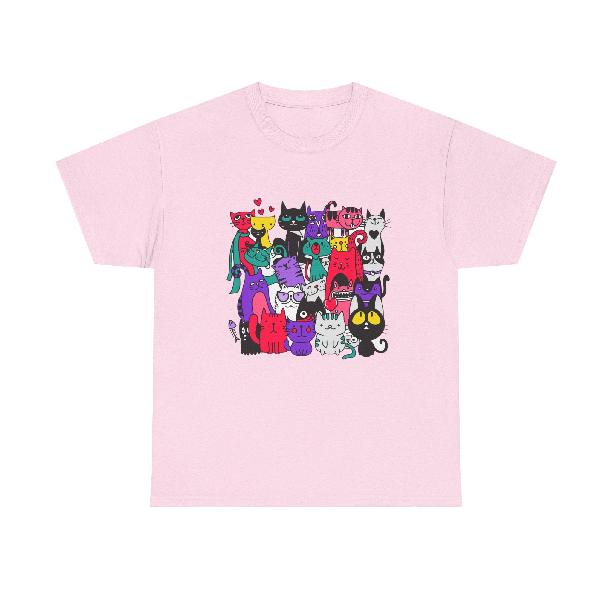Colorful Cat Squad T-Shirt — Cute Cartoon Cats Graphic Tee
