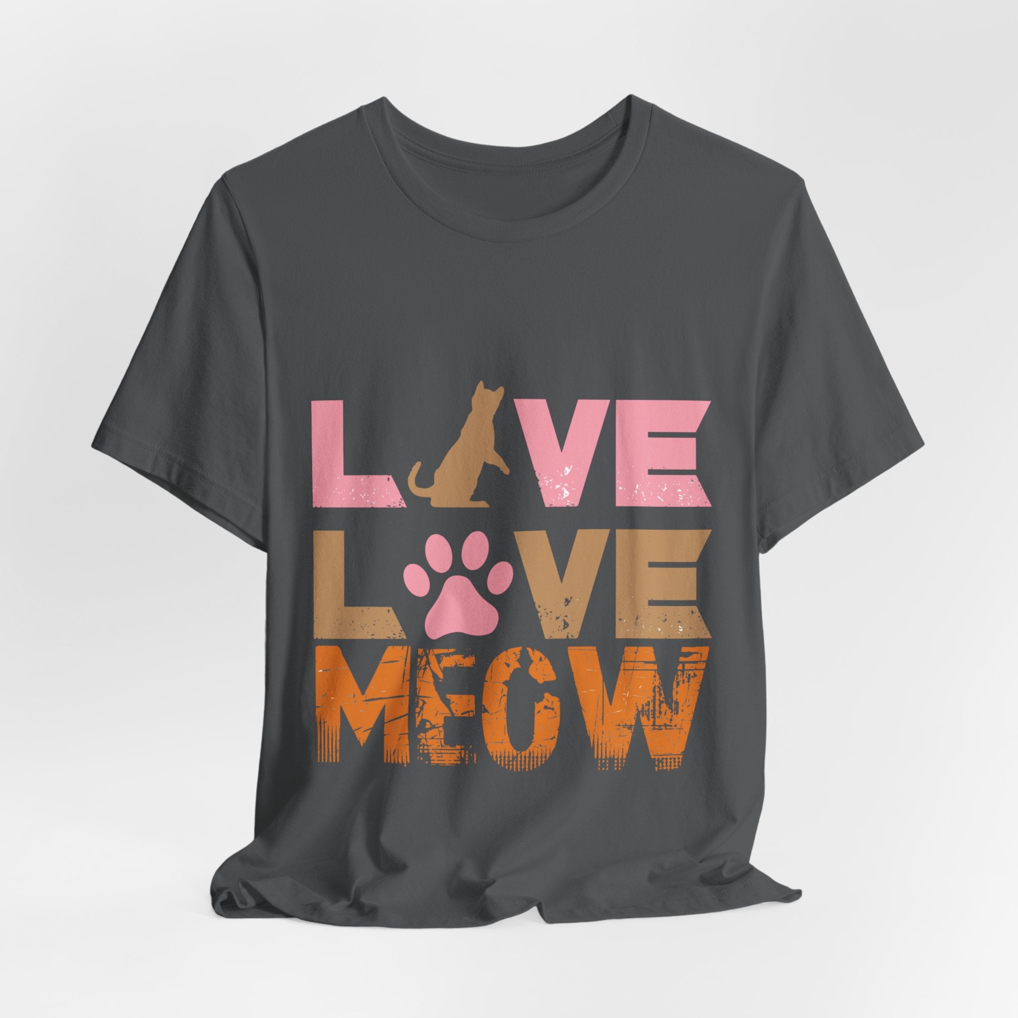 Love Love Meow Cat T-Shirt — Cute Paw Print Graphic Tee for Cat Lovers