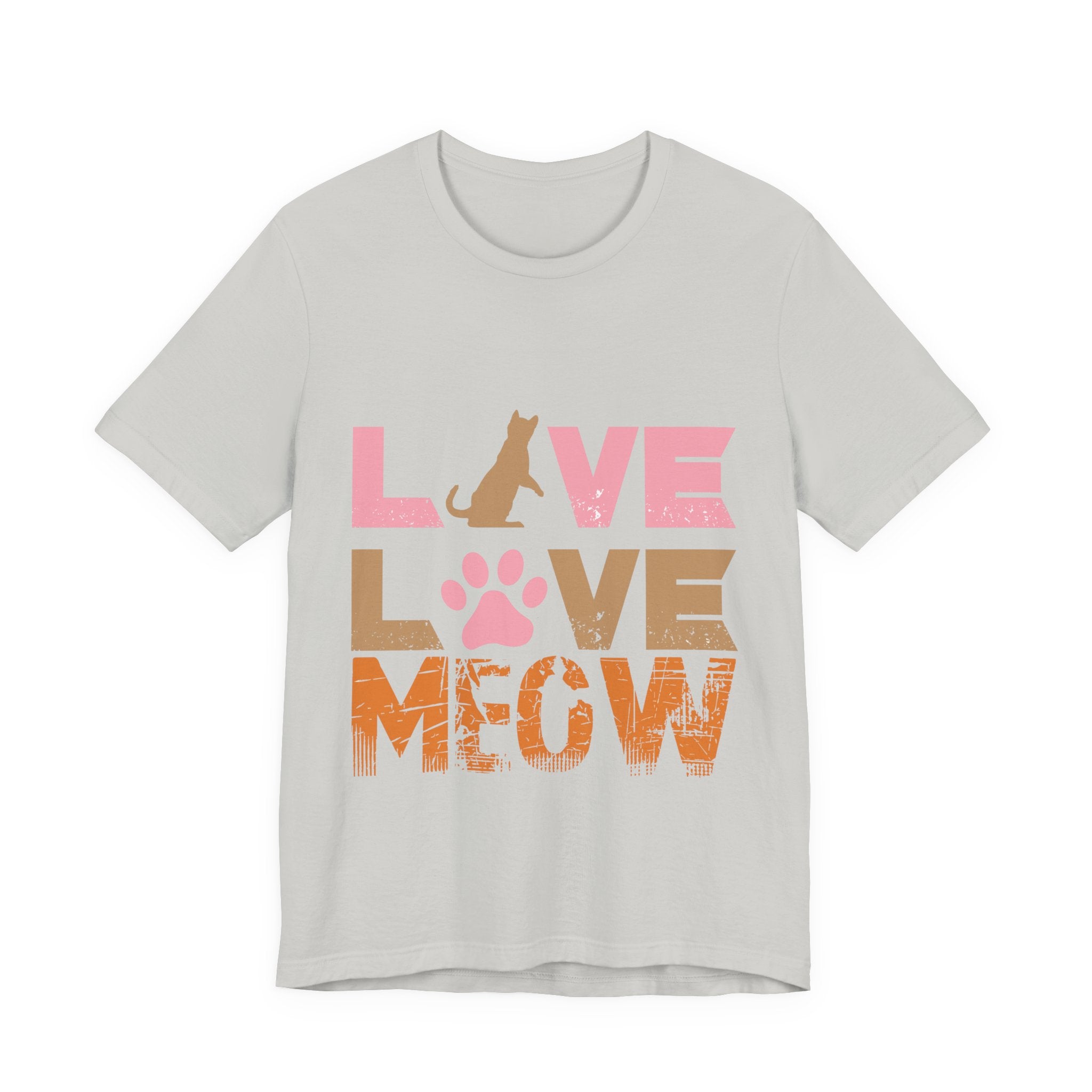 Love Love Meow Cat T-Shirt — Cute Paw Print Graphic Tee for Cat Lovers