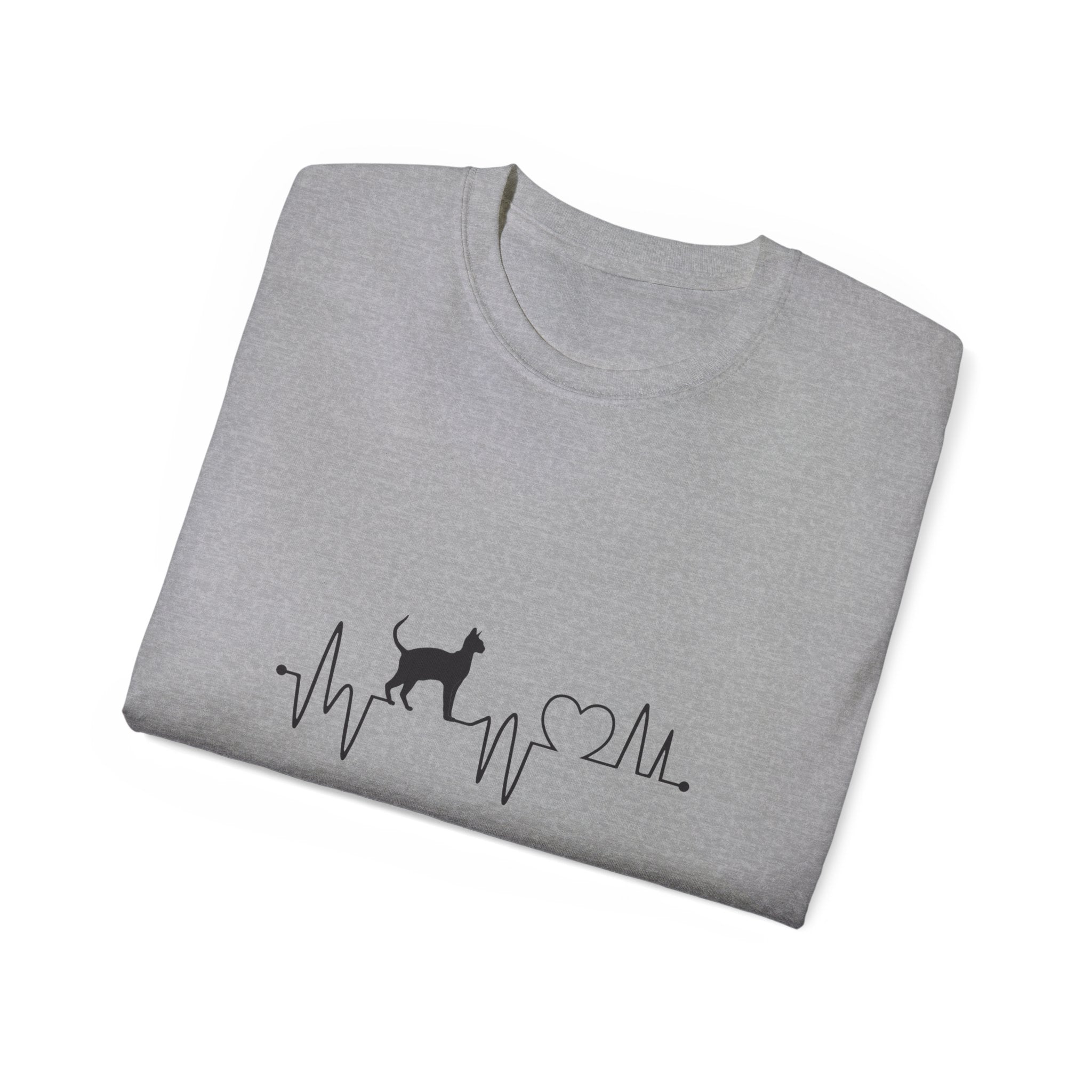 Cat Heartbeat T-Shirt — Minimal Cat ECG Design for Cat Lovers