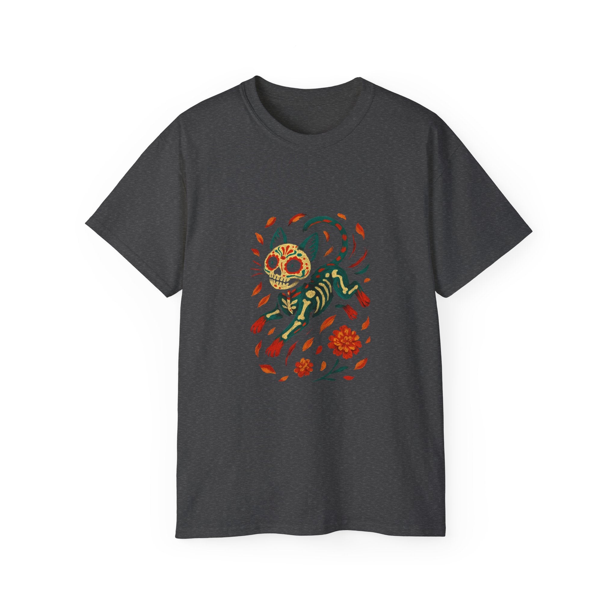 Skeleton Cat Dia de los Muertos Halloween T-Shirt