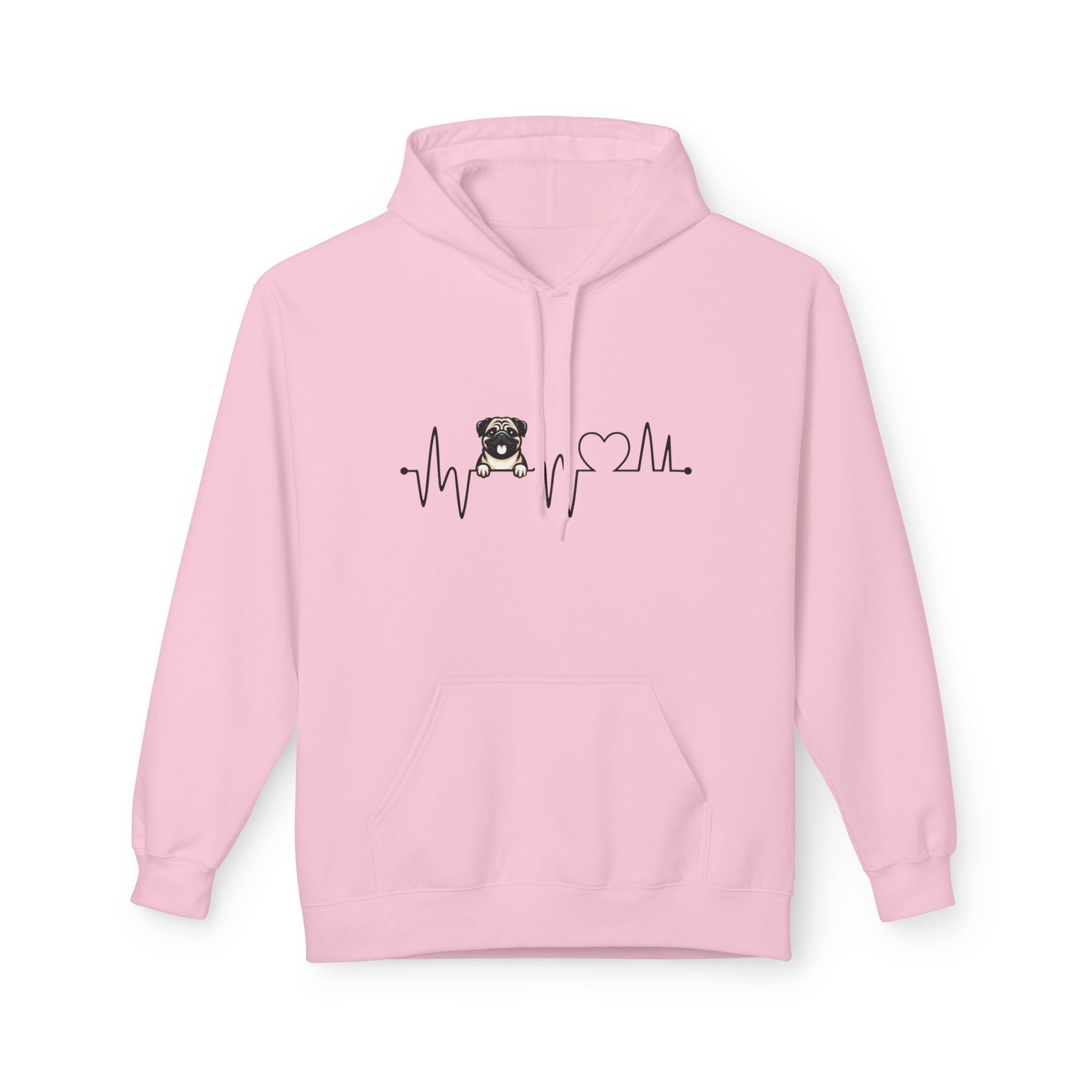 Pug Heartbeat Hoodie — Cute Pug EKG Graphic Sweatshirt