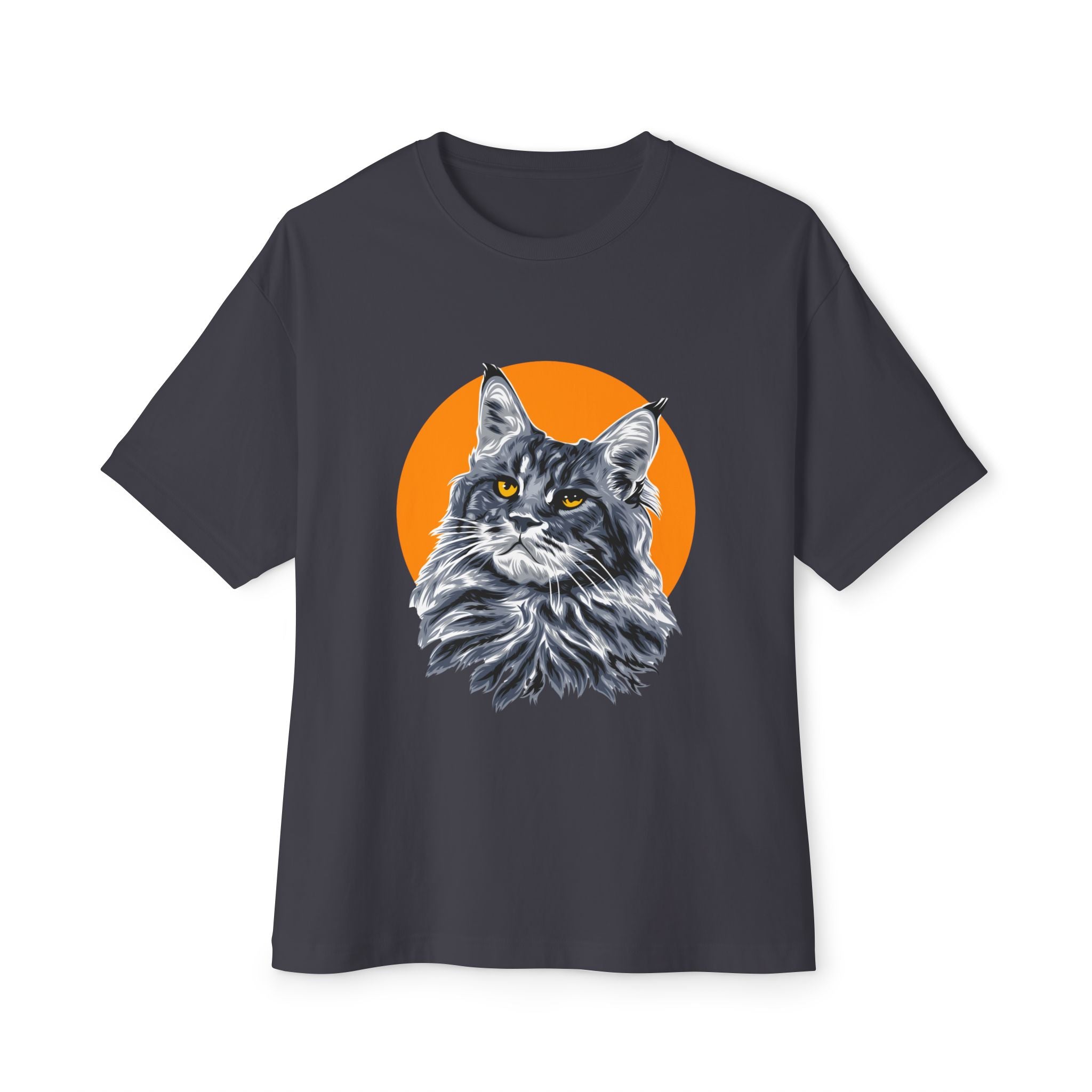 Maine Coon Portrait Tee — Oversized Boxy Cat T‑Shirt