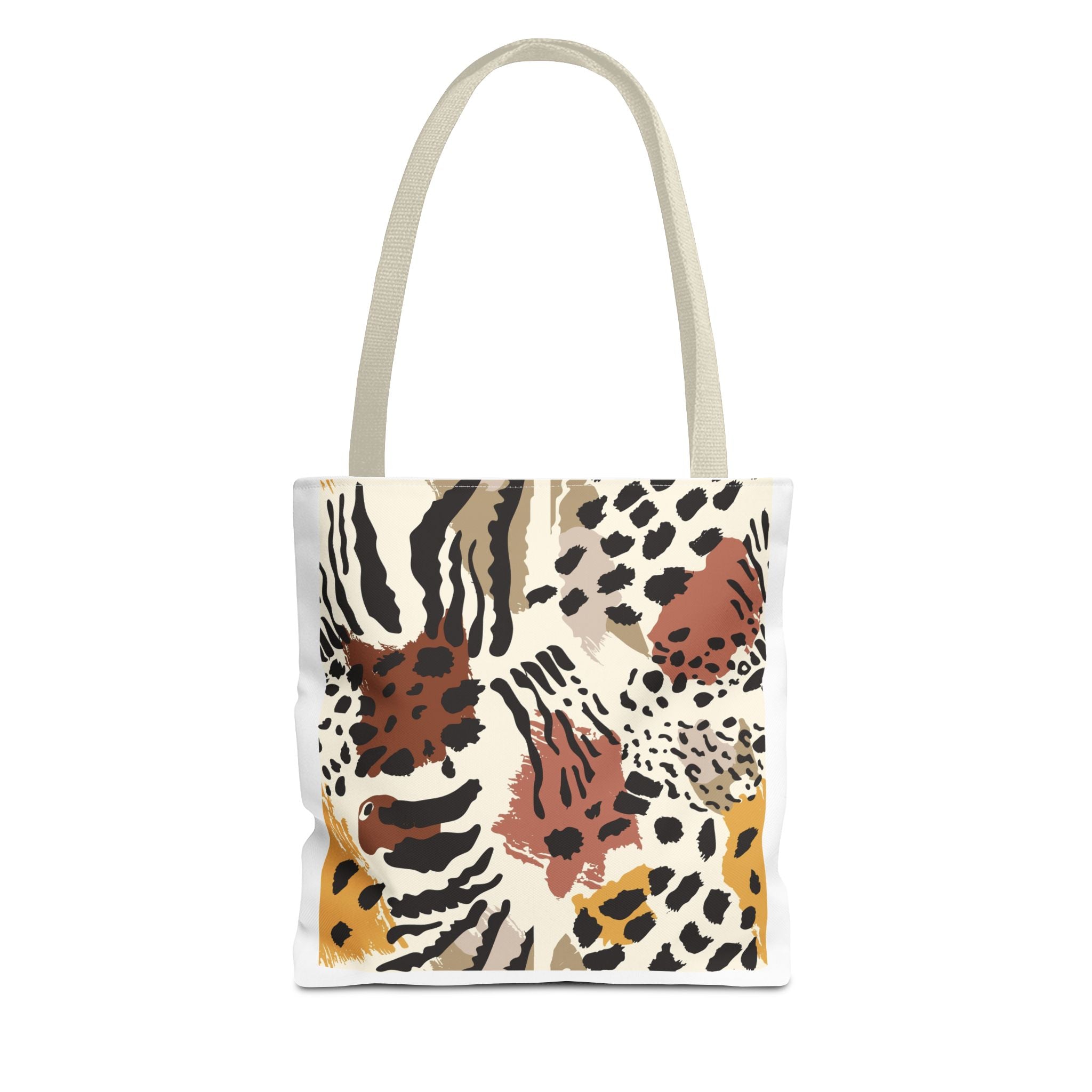 Neutral Abstract Safari Animal Print Tote Bag — All-Over-Print
