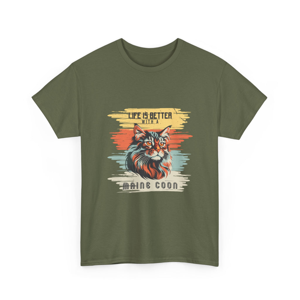Maine Coon Cat T-Shirt — "Life Is Better With A Maine Coon" Vintage Graphic Tee
