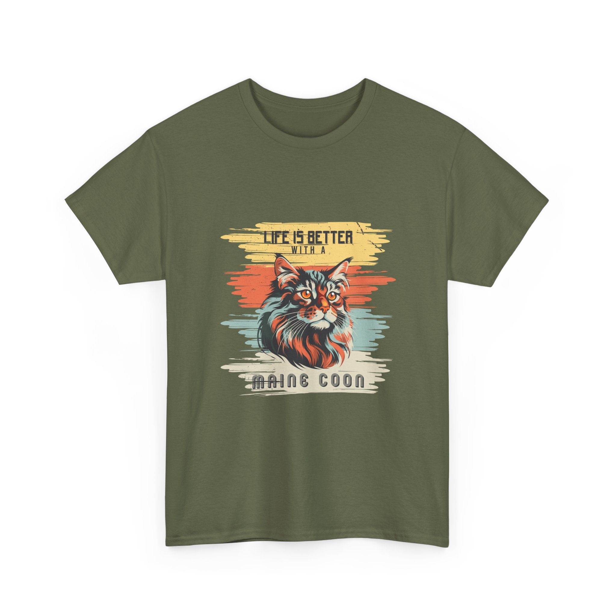 Maine Coon Cat T-Shirt — "Life Is Better With A Maine Coon" Vintage Graphic Tee