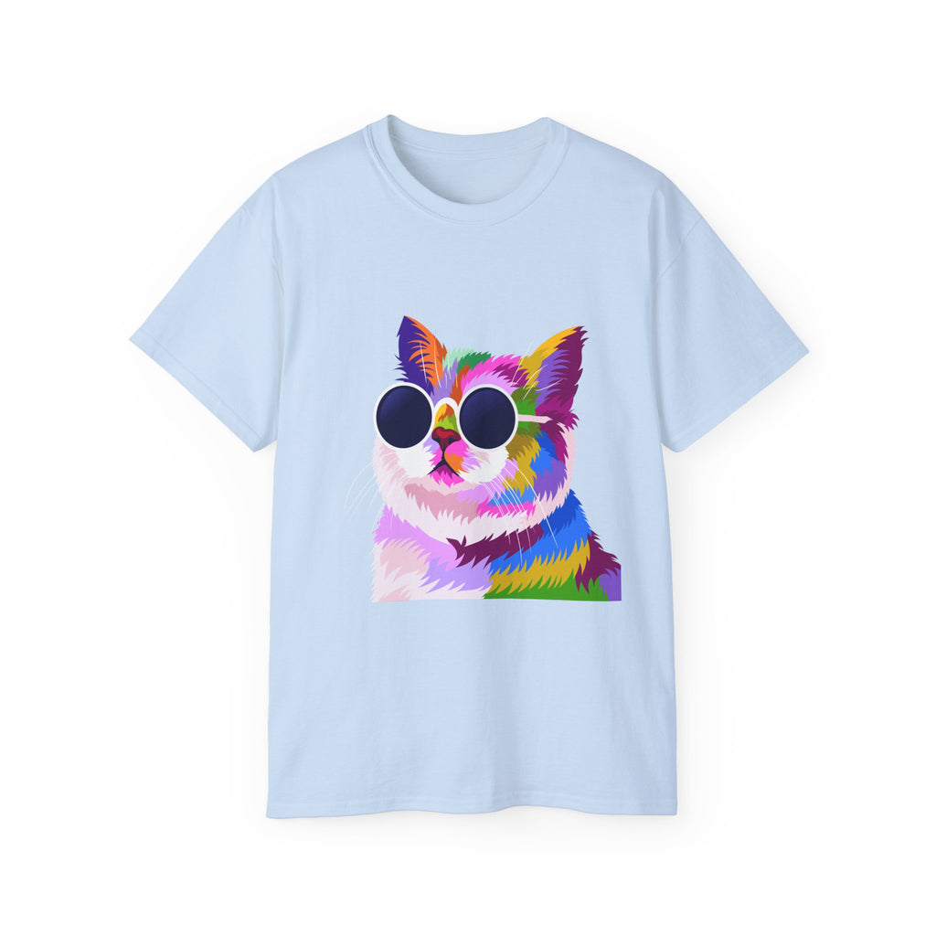 Colorful Cat Sunglasses T‑Shirt — Vibrant Retro Kitty Tee