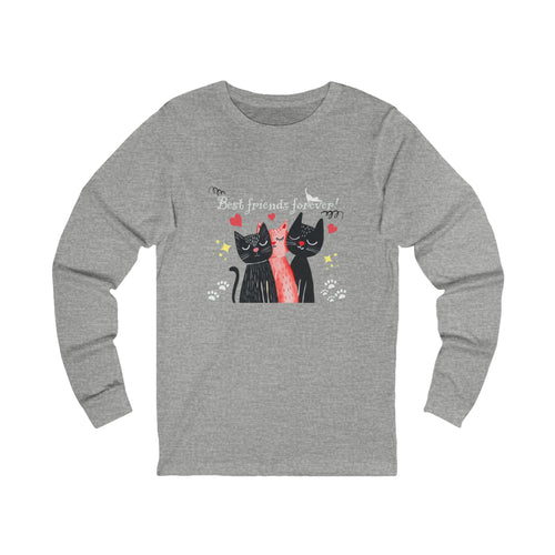 Best Friends Forever Cats Long Sleeve Tee — Cute Cat Friend Graphic Shirt