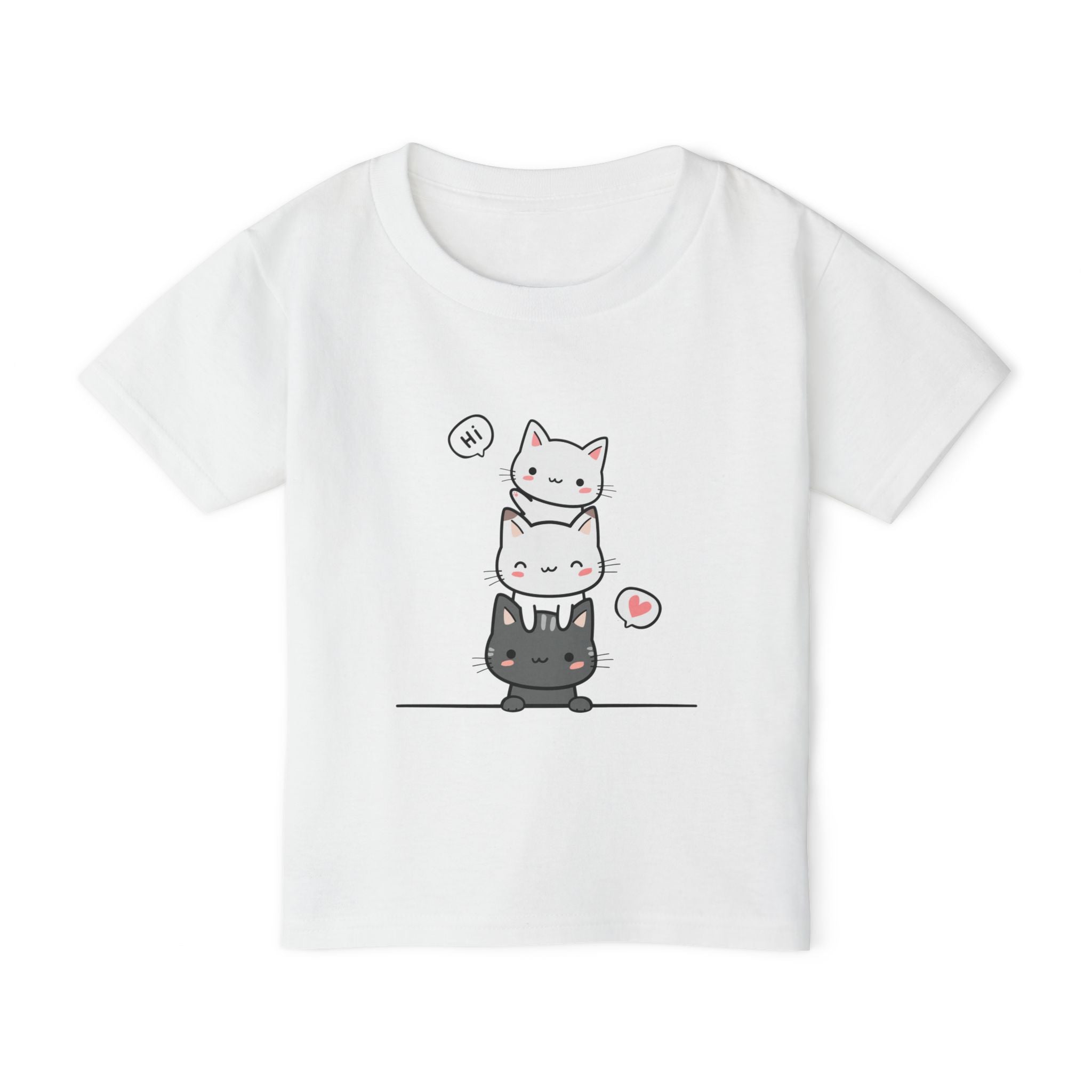 Cute Stacked Kittens Toddler T-Shirt — Cartoon Cat Pile Graphic Tee