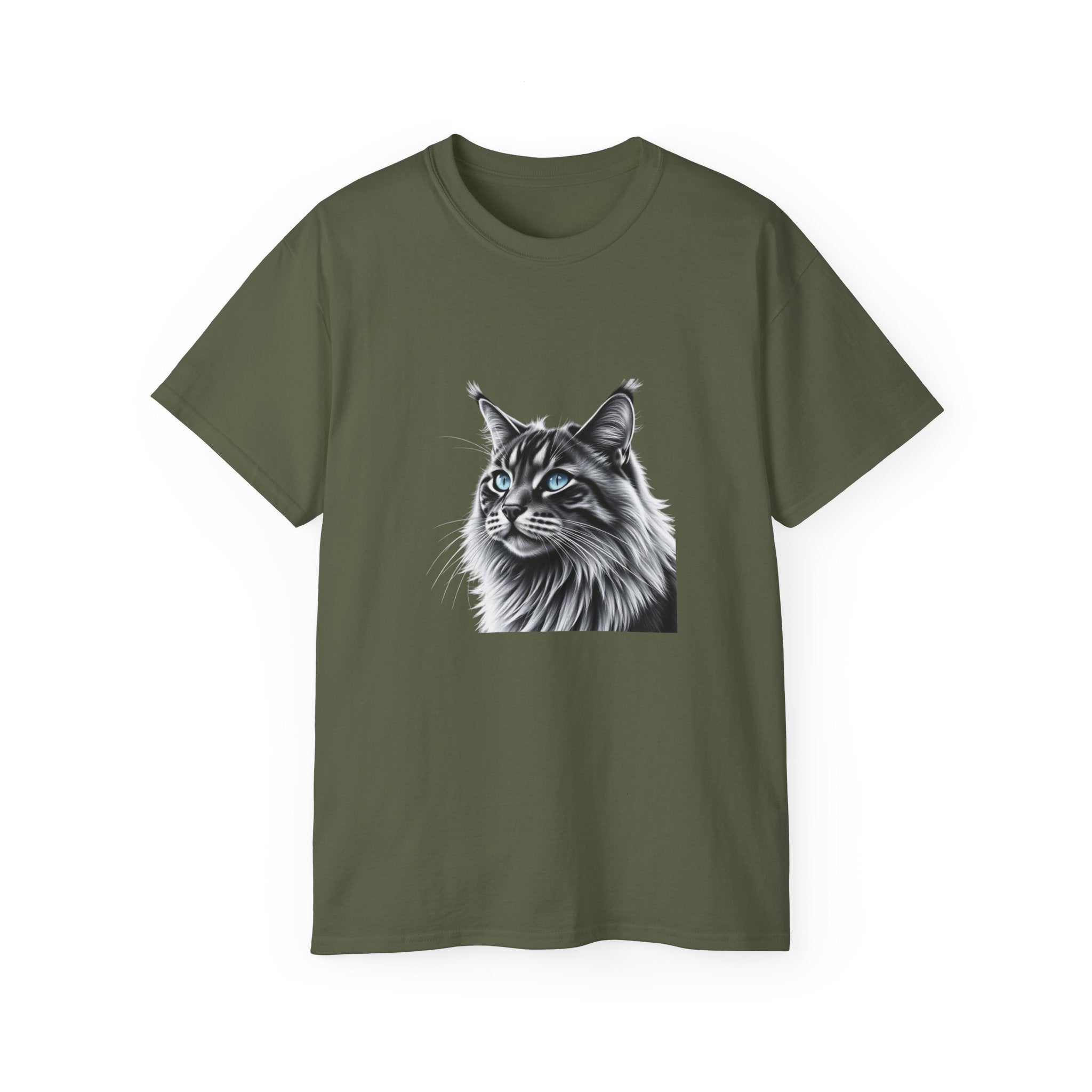Cat Portrait T-Shirt - "Love My Maine Coon" Graphic Tee