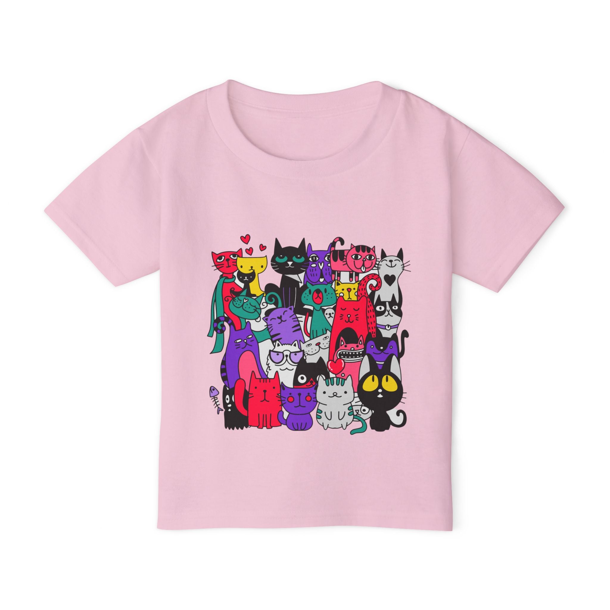 Toddler T-Shirt — Colorful Cute Cat Crowd Graphic