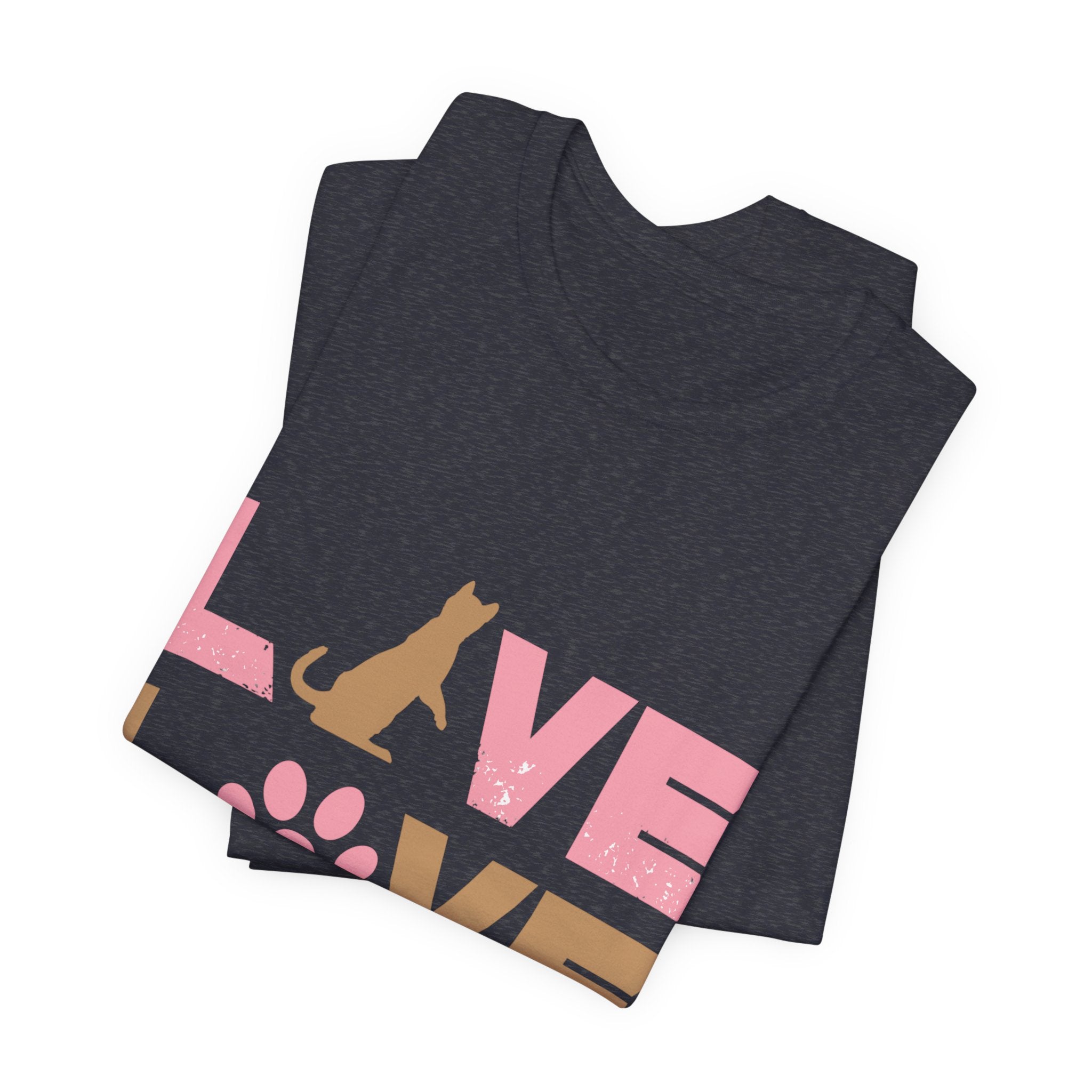 Love Love Meow Cat T-Shirt — Cute Paw Print Graphic Tee for Cat Lovers