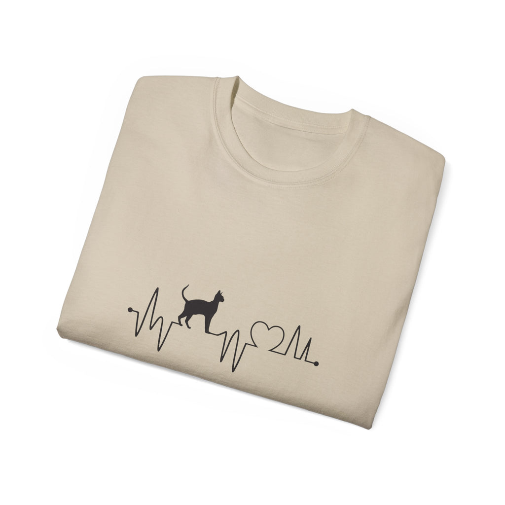 Cat Heartbeat T-Shirt — Minimal Cat ECG Design for Cat Lovers