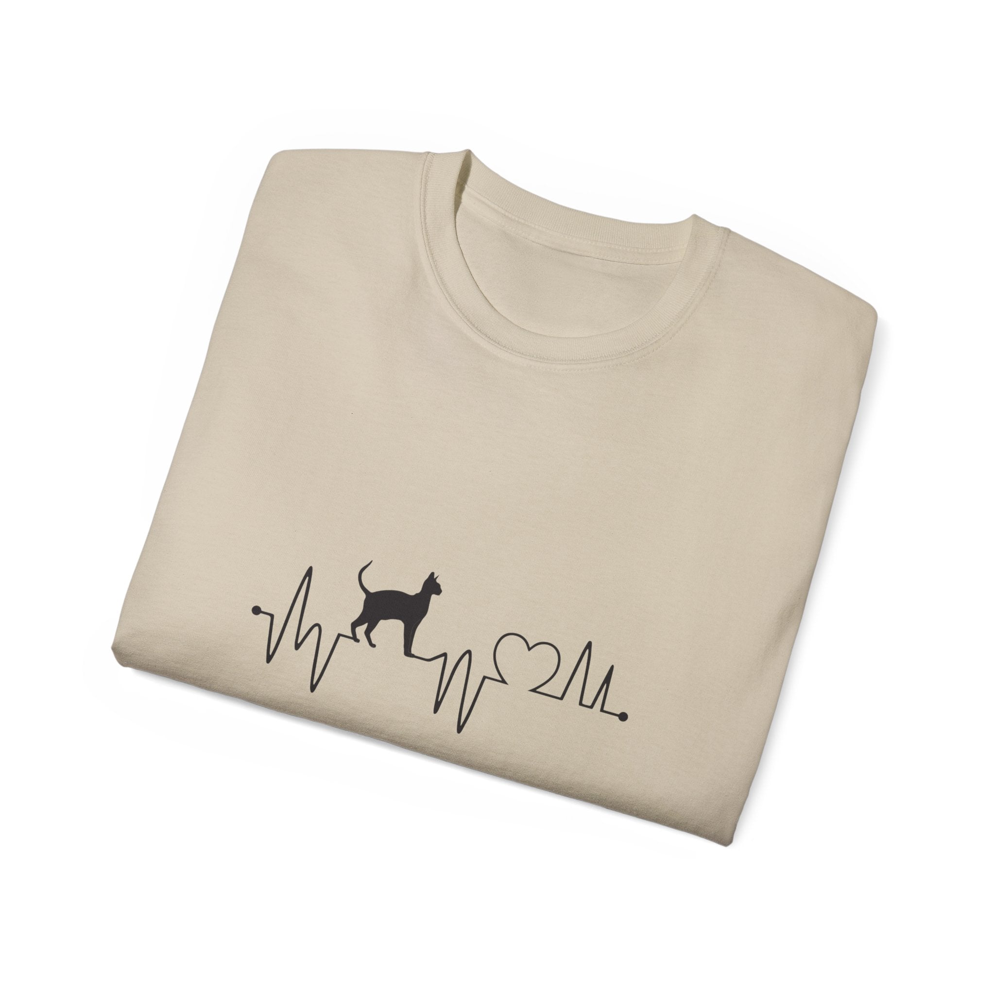 Cat Heartbeat T-Shirt — Minimal Cat ECG Design for Cat Lovers