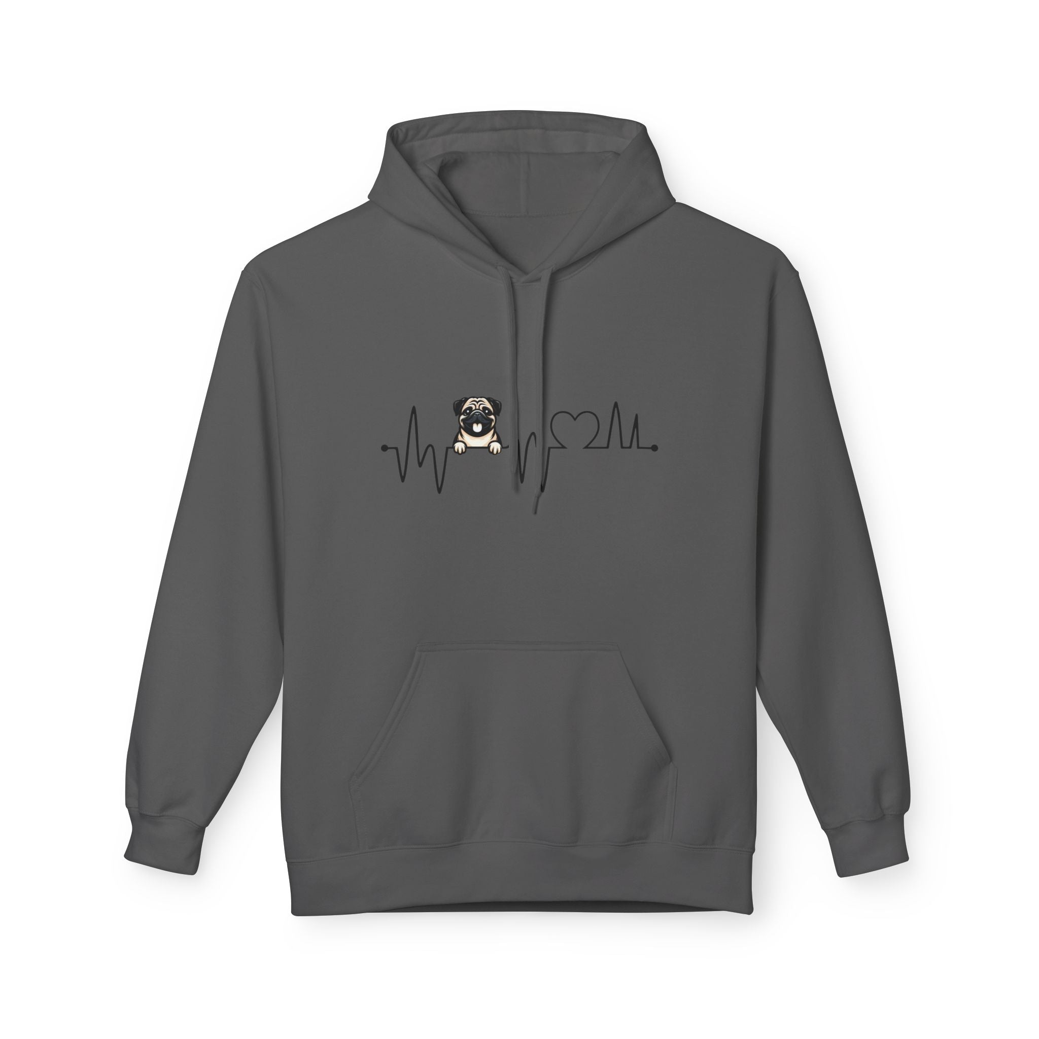 Pug Heartbeat Hoodie — Cute Pug EKG Graphic Sweatshirt