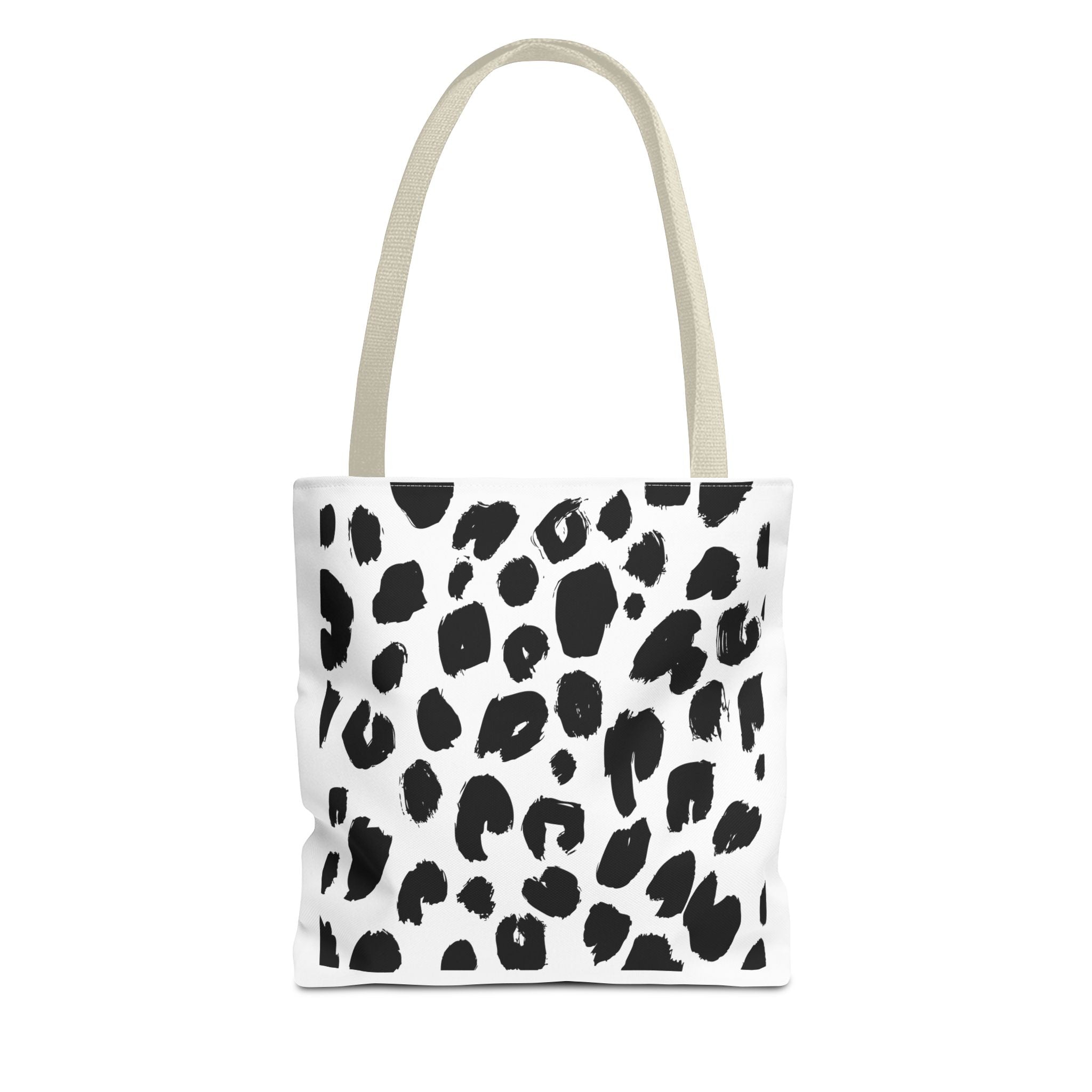 Leopard Spot Black & White Tote Bag — Chic Animal Print All-Over Tote